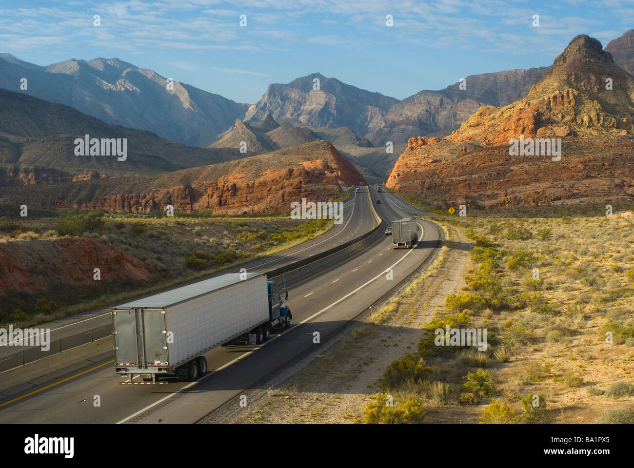L'Interstate 15 dans l'angle nord-ouest de l'Arizona Banque D'Images