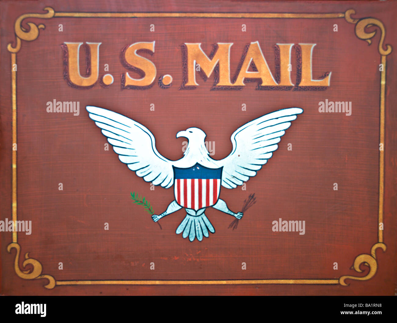 Us mail insigne sur porte de la Wells Fargo Stagecoach, San Francisco Banque D'Images