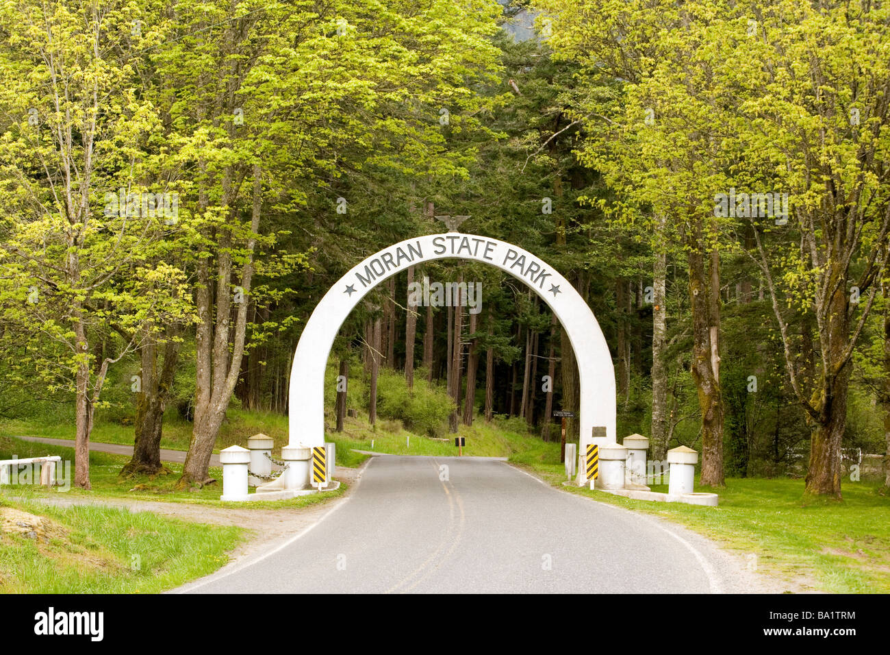 Entrée de Moran State Park - Orcas Island, Washington Banque D'Images