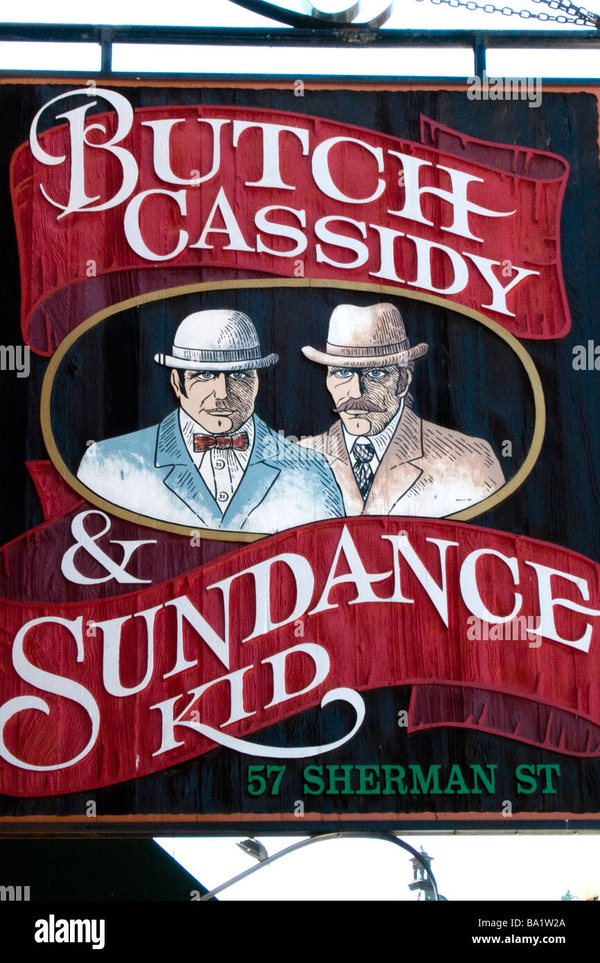 Signe pour Butch Cassidy et Sundance Kid suites de luxe hébergement Deadwood Dakota du Sud USA Banque D'Images