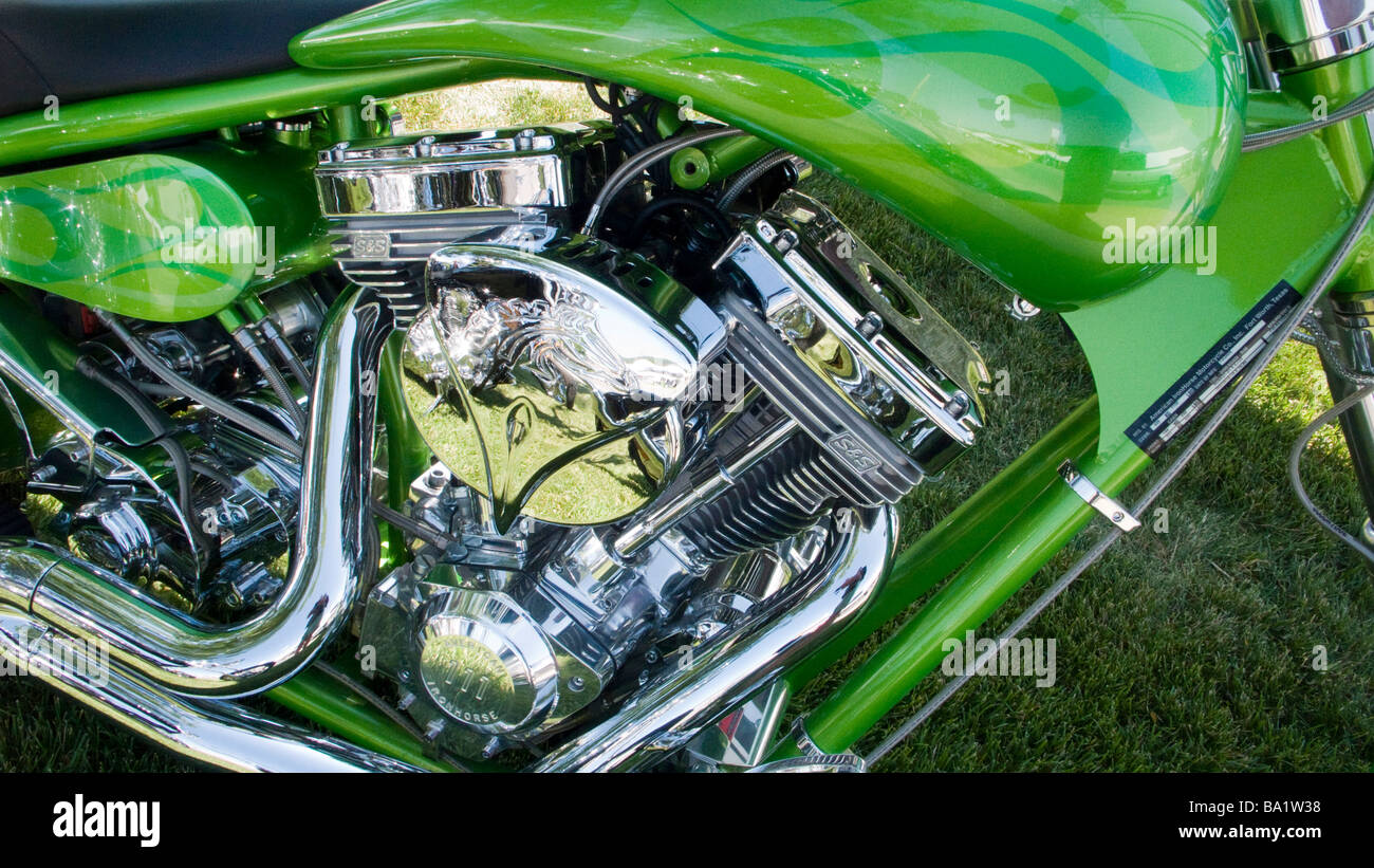 Design exotique vert lumineux Ironhorse américain annuel moto Sturgis Motorcycle Rally South Dakota USA Banque D'Images