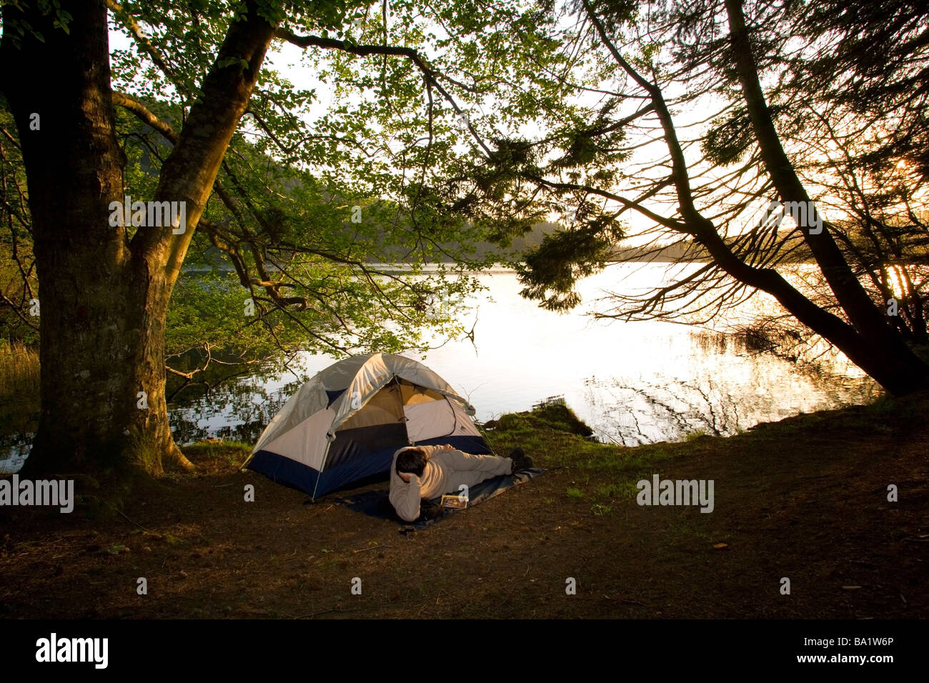 Sur scène Camping Lac Cascade - Moran State Park, Orcas Island, Washington Banque D'Images