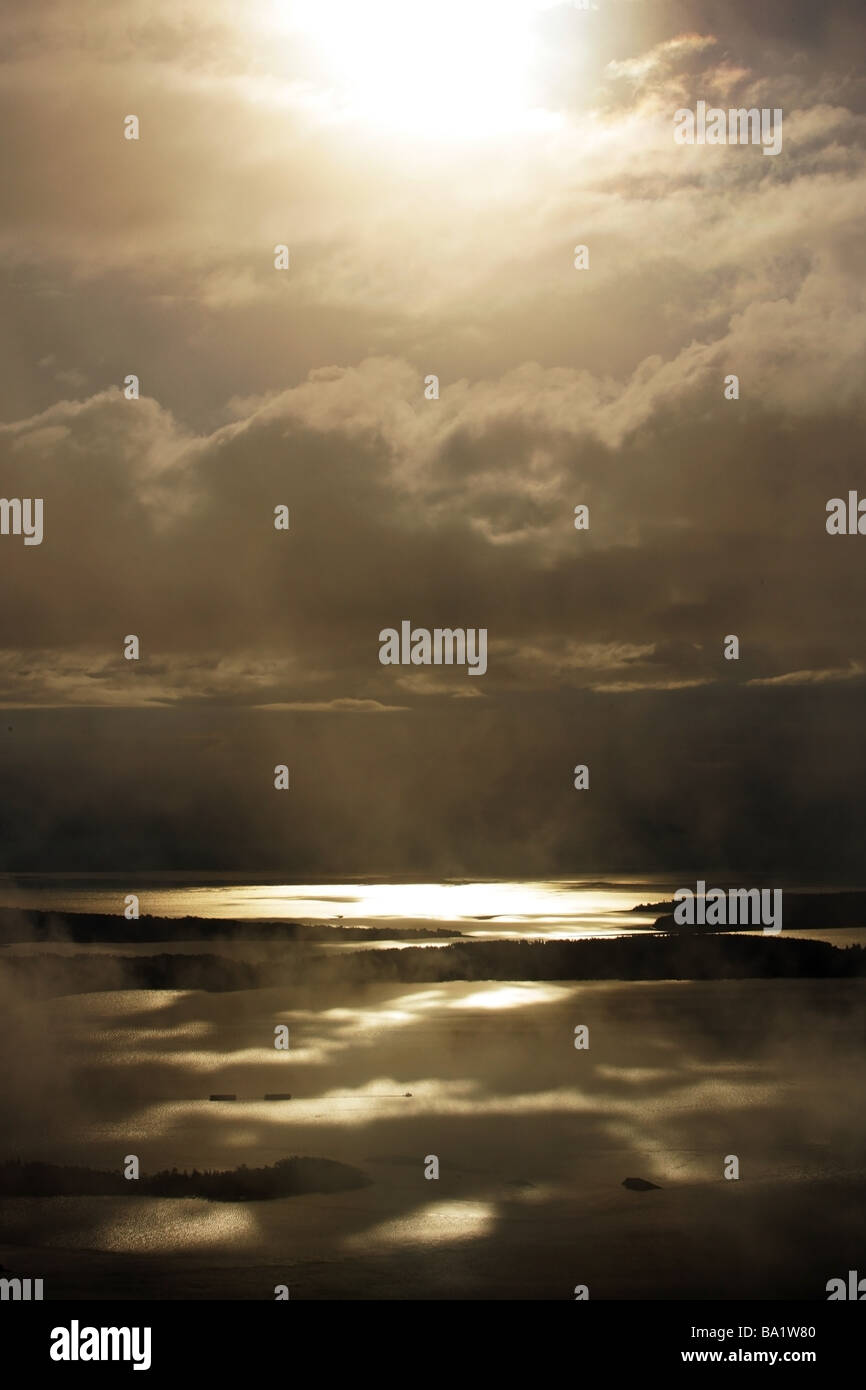 Vue depuis le mont Constitution - Moran State Park, Orcas Island, Washington Banque D'Images