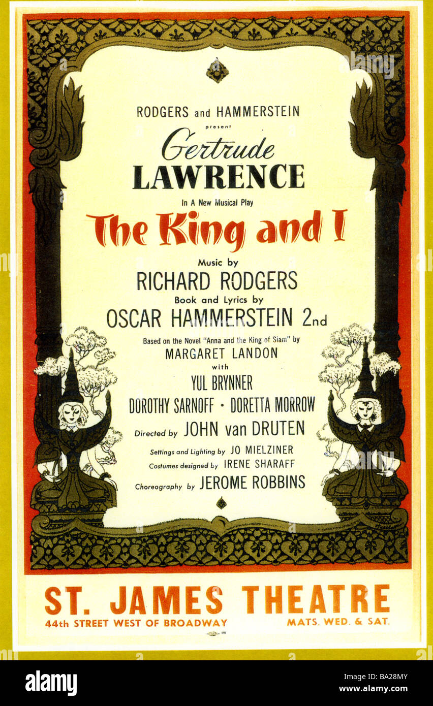 Le ROI ET JE L'affiche pour la première scène de Broadway production avec Gertrude Lawrence et Yul Brynner en 1951 Banque D'Images