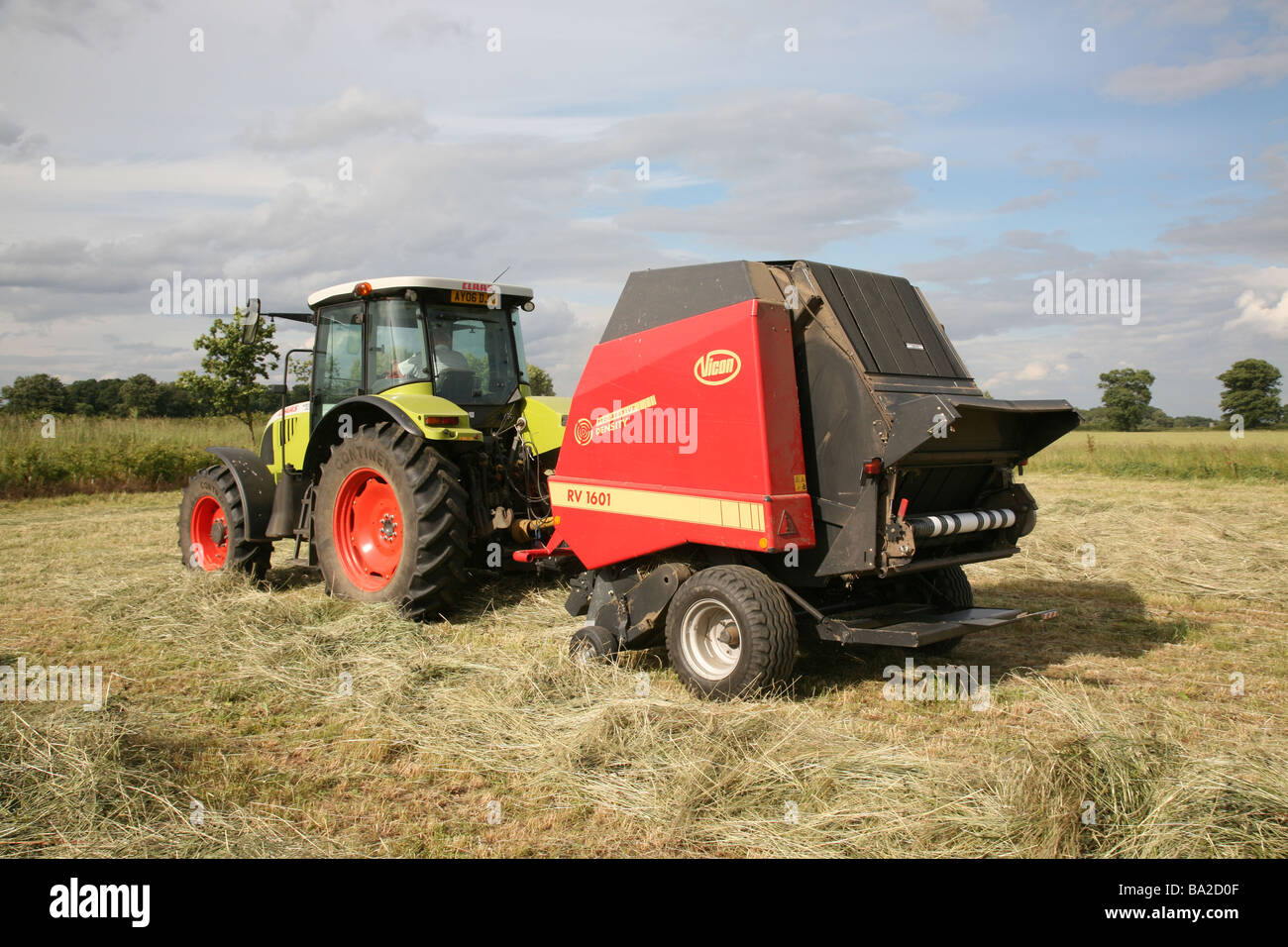 Fait de grosses balles rondes de foin pour l'alimentation des bovins Banque D'Images