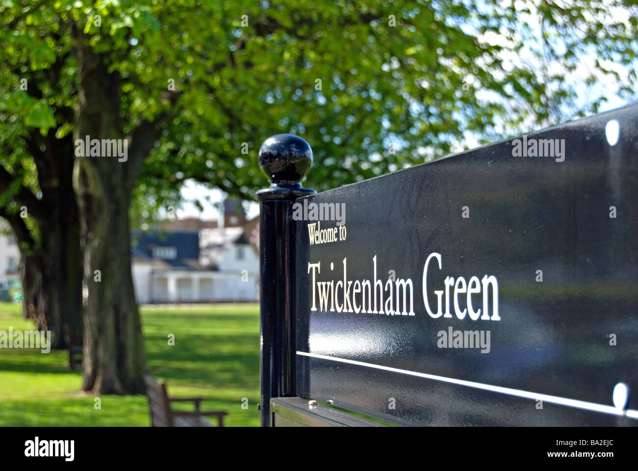 Bienvenue à twickenham panneau vert, Twickenham, Middlesex, Angleterre Banque D'Images