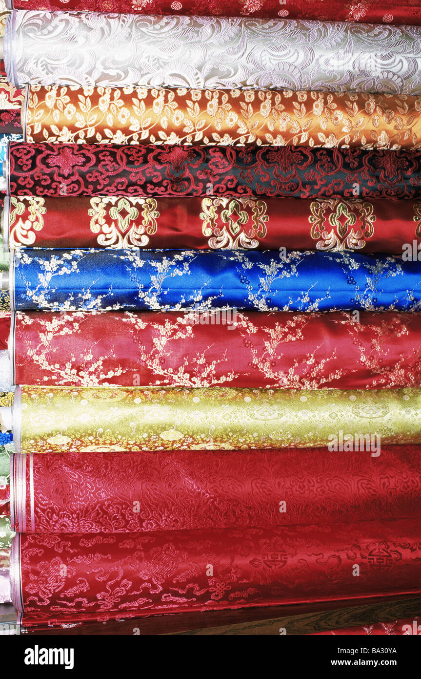 Matériel-soie balles close-up de l'Est Asie Asie Chine Shanghai vente matériel textile-tracks sérigraphies chinois matériaux Banque D'Images