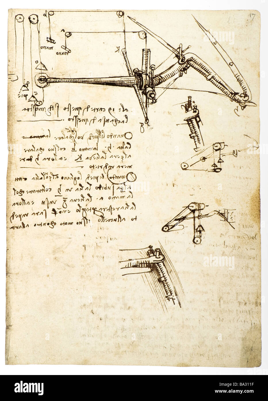 Étude du fonctionnement d'une aile par Leonardo da Vinci 1505 plume et encre Banque D'Images