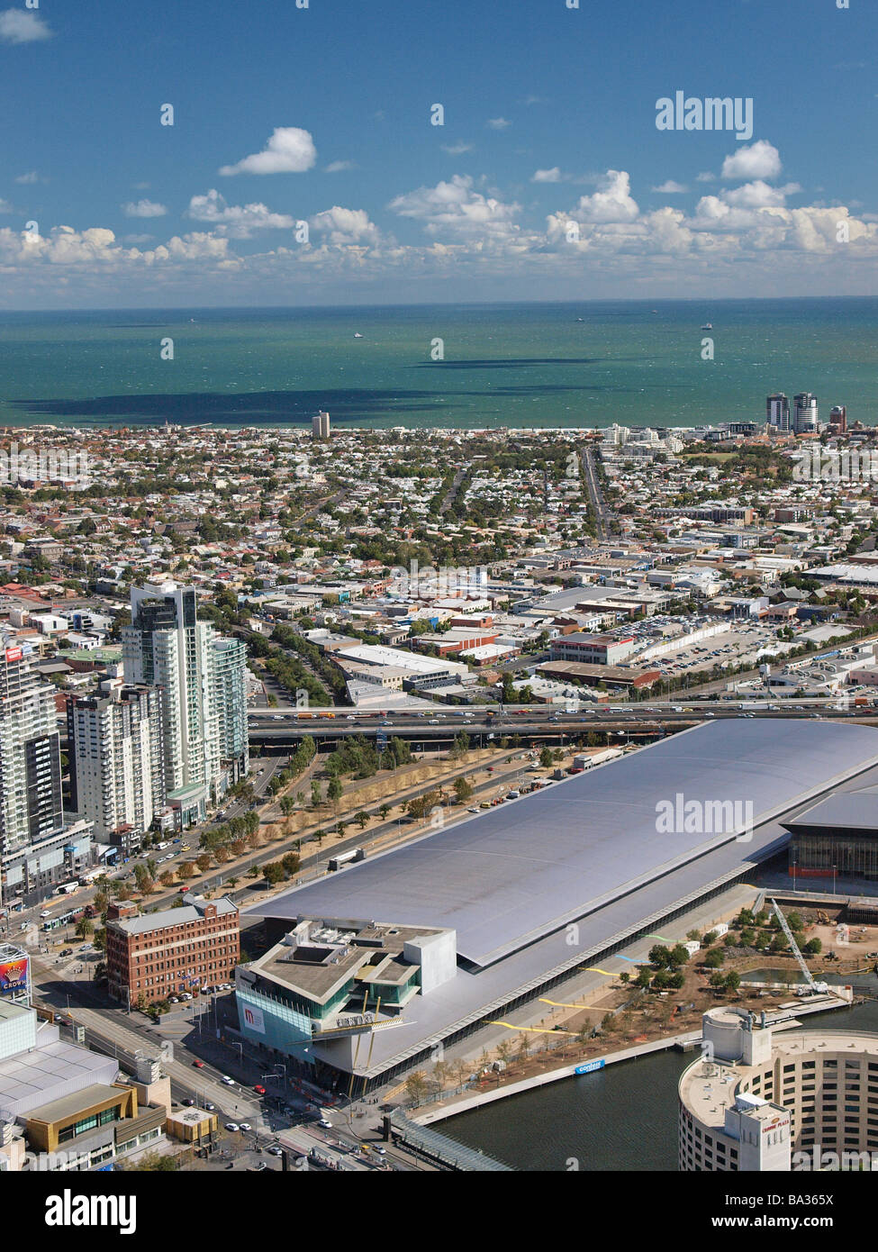 Vue de l'EXPOSITION CENTRE, ET NOTAMMENT DE RIALTO TOWERS MELBOURNE AUSTRALIE VICTORIA Banque D'Images