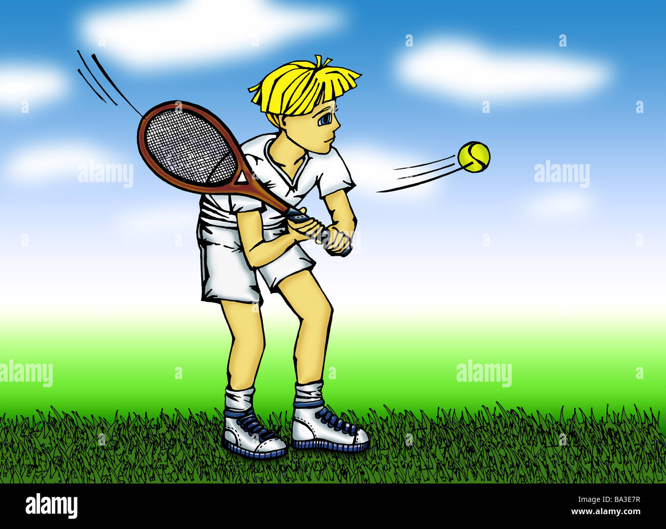 Tennis garçon Manga Illustration de dessins graphiques joue prés  comique-Mangastil Mangafigur bande dessinée dessin comic-figure Photo Stock  - Alamy