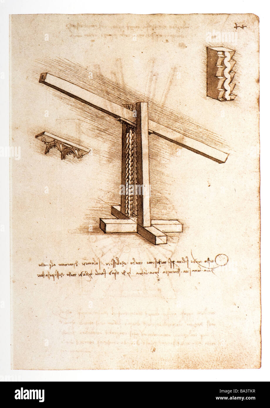Palan pour un faisceau par Leonardo da Vinci 1493-1497 plume et encre Banque D'Images