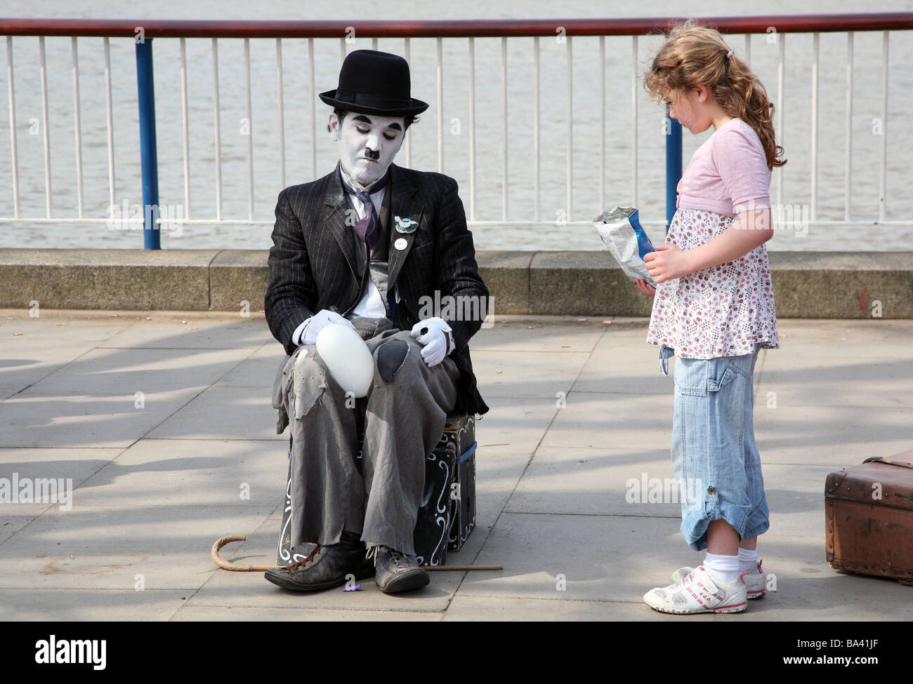 Artiste de rue Charlie Chaplin, Londres Banque D'Images