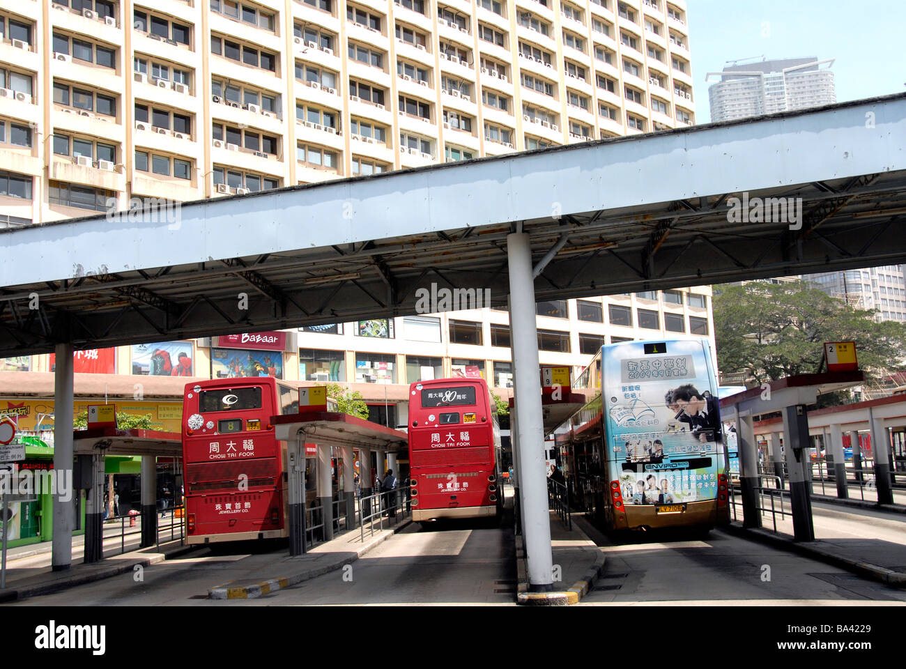Terminal de bus, Kowloon, Hong Kong, Chine Banque D'Images