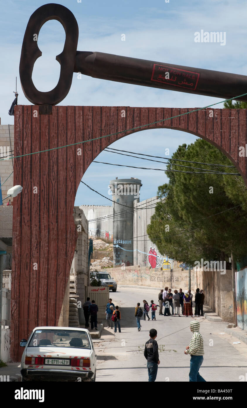 L'Autorité palestinienne du camp de réfugiés de Aida de Bethléem Banque D'Images