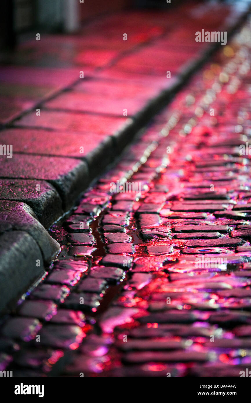 Cobblestone road dans le centre de Dublin Irlande Banque D'Images