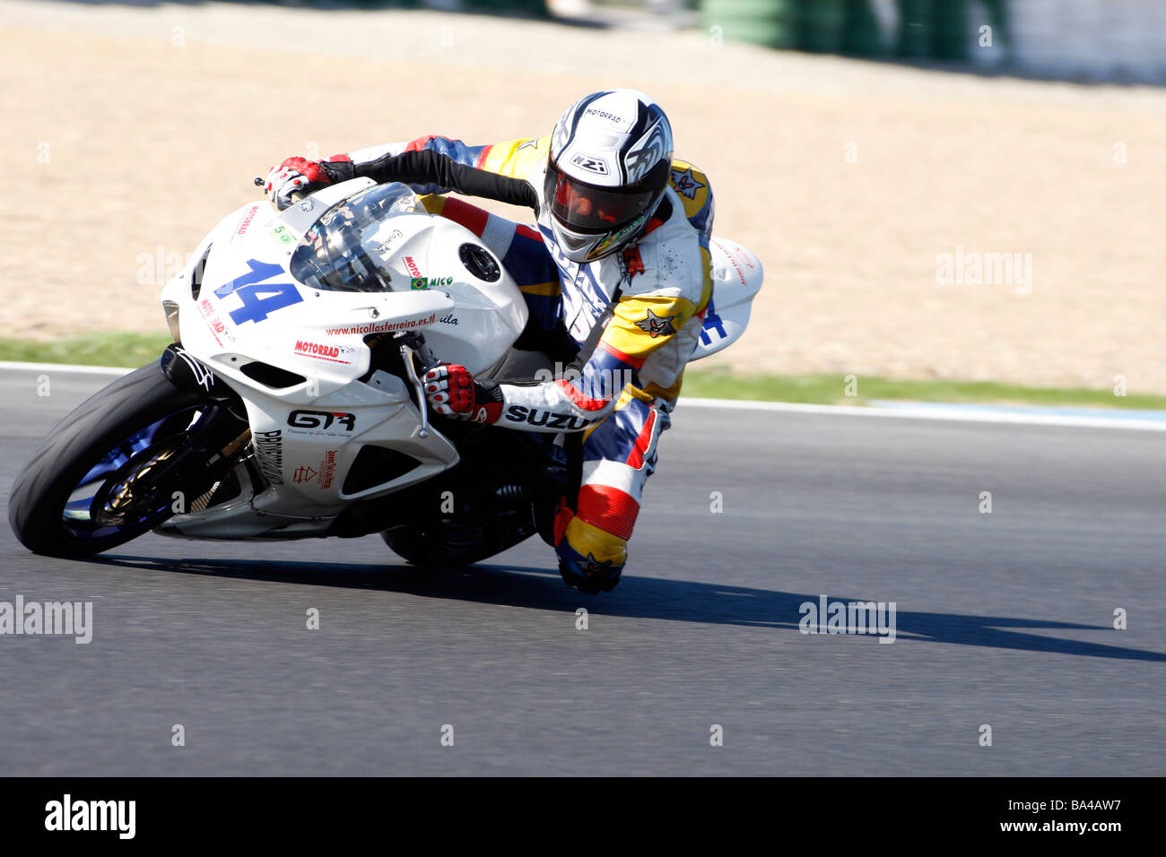 Les courses de moto, Jerez de la Frontera, Espagne Banque D'Images