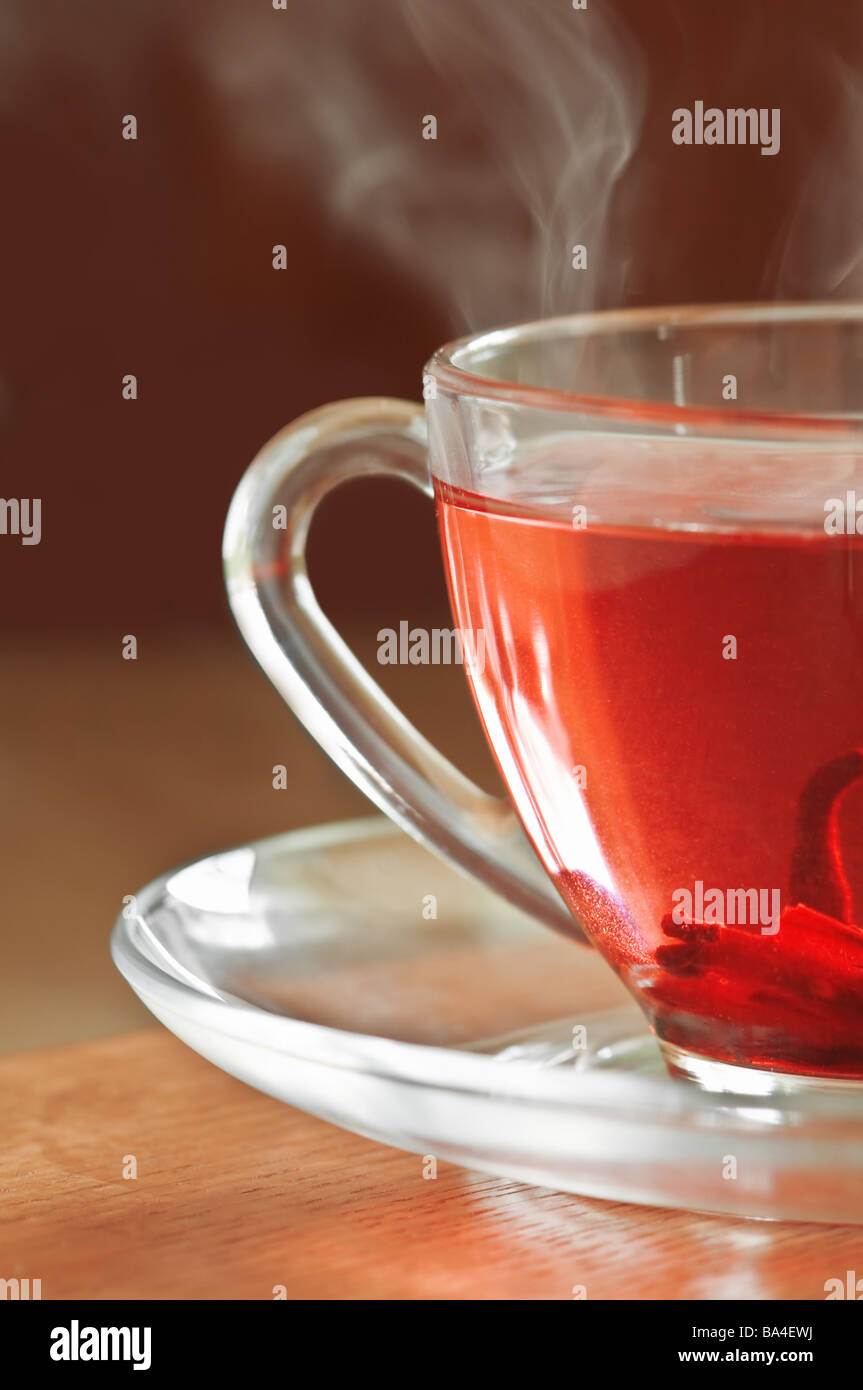 tasse de thé rose Banque D'Images