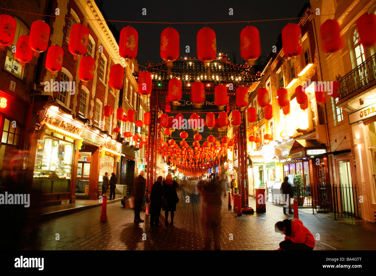 Le Nouvel An chinois à Gerrard Street, Chinatown, Londres Banque D'Images