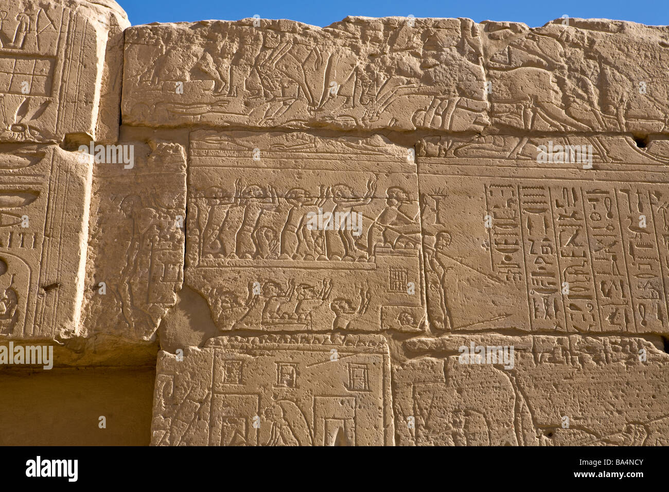 Mur Traité Hittite montrant Ashkelon et Israël, Temple de Karnak, Louxor, Egypte. Banque D'Images