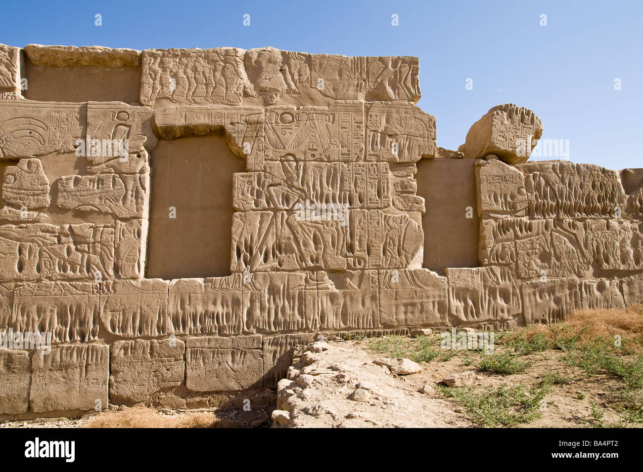 Détail de la paroi d'Ashkelon à Karnak Temple, Luxor Egypte Banque D'Images