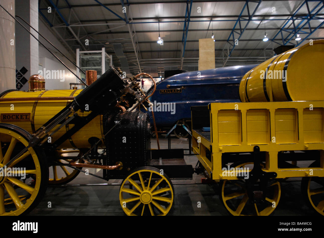 Stephenson's Rocket et Mallard, National Railway Museum, York Banque D'Images