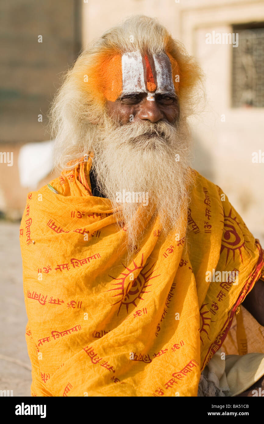Portrait d'un Sadhu prises à Varanasi, Inde Banque D'Images