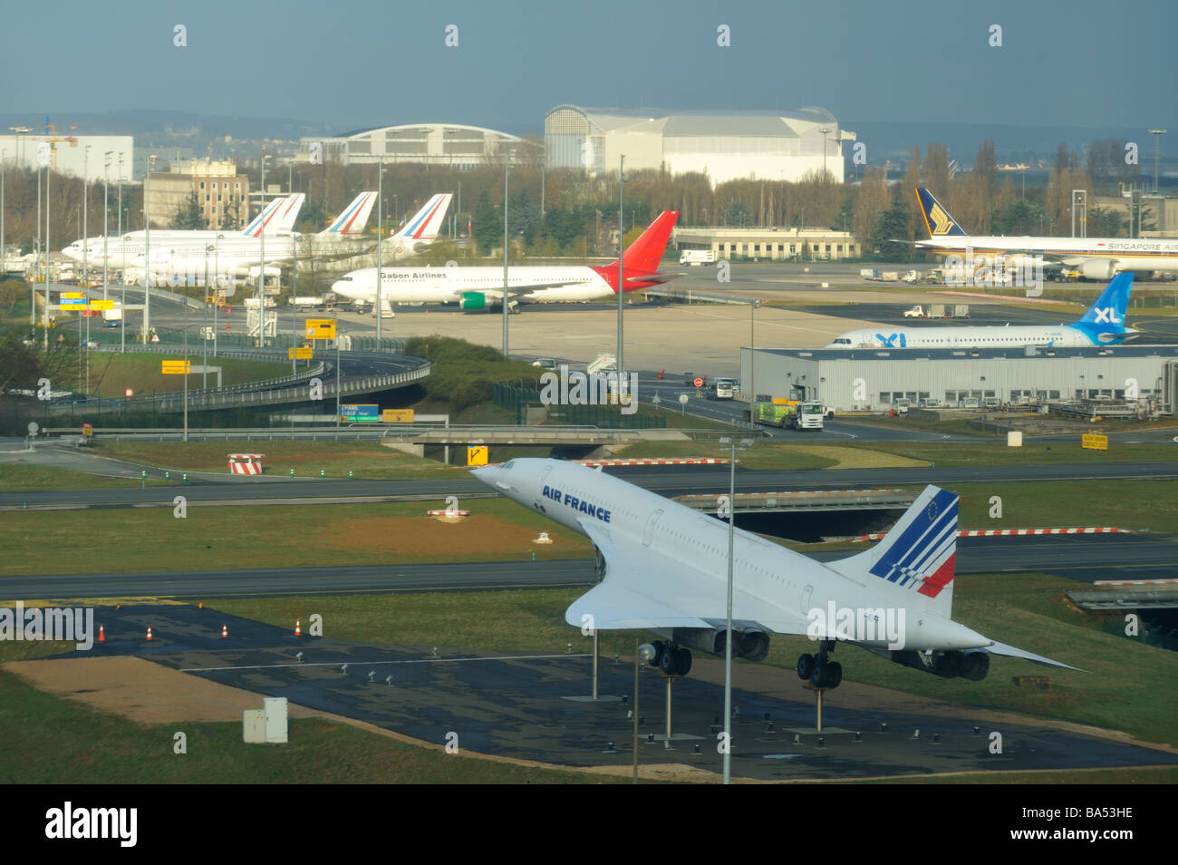 Le célèbre avion Concorde AF en exposition statique - Paris CDG, FR Banque D'Images