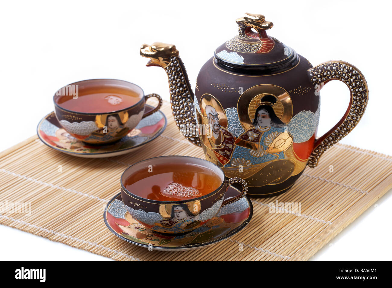 Deux tasses de thé, service à thé avec Banque D'Images