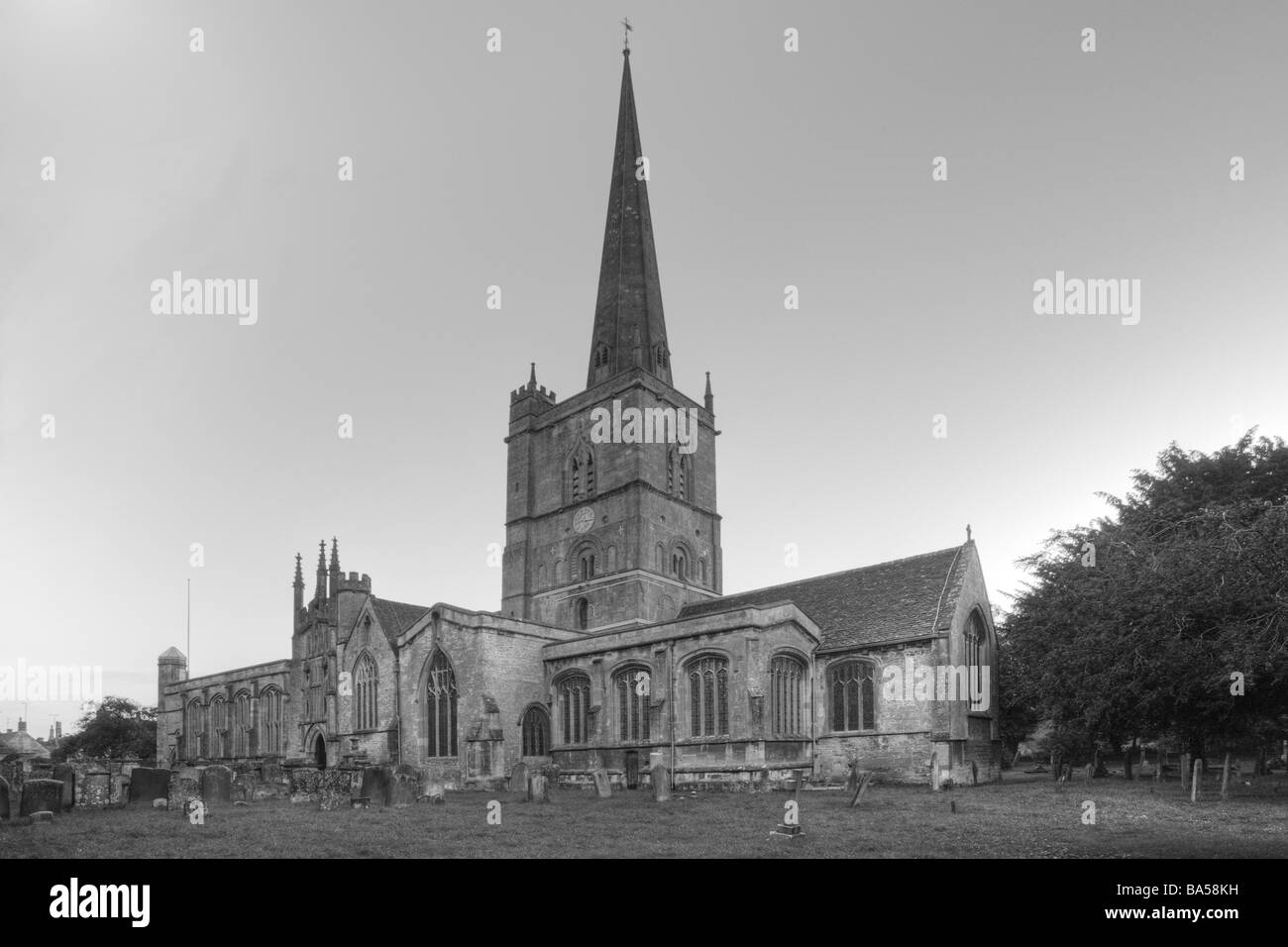 St John Baptist Church Burford Monochrome Anglo saxon Norman Banque D'Images