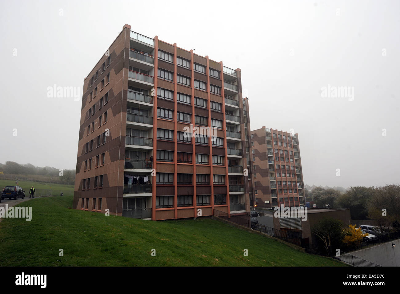 Le conseil de Swanborough s'évase sur le domaine de Whitehawk à Brighton Sussex, Royaume-Uni Banque D'Images