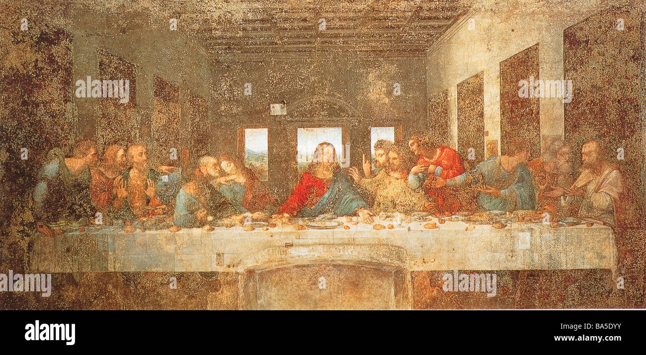 La dernière Cène Leonardo da Vinci 15e siècle peinture murale 1495 1498 Banque D'Images