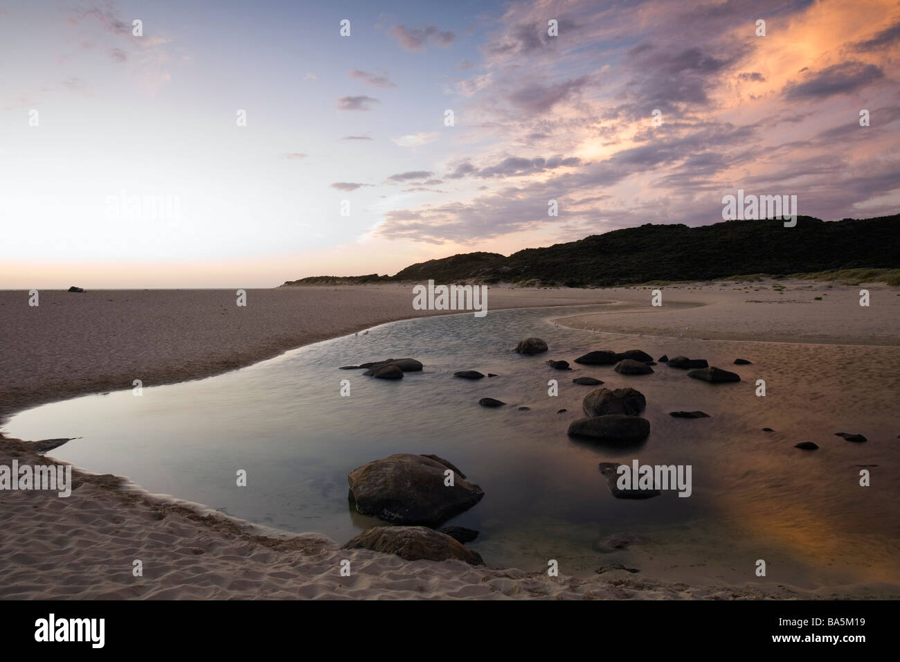 Crépuscule à la Margaret River dans le Parc National Leeuwin-Naturaliste. Margaret River, Australie-Occidentale, Australie Banque D'Images