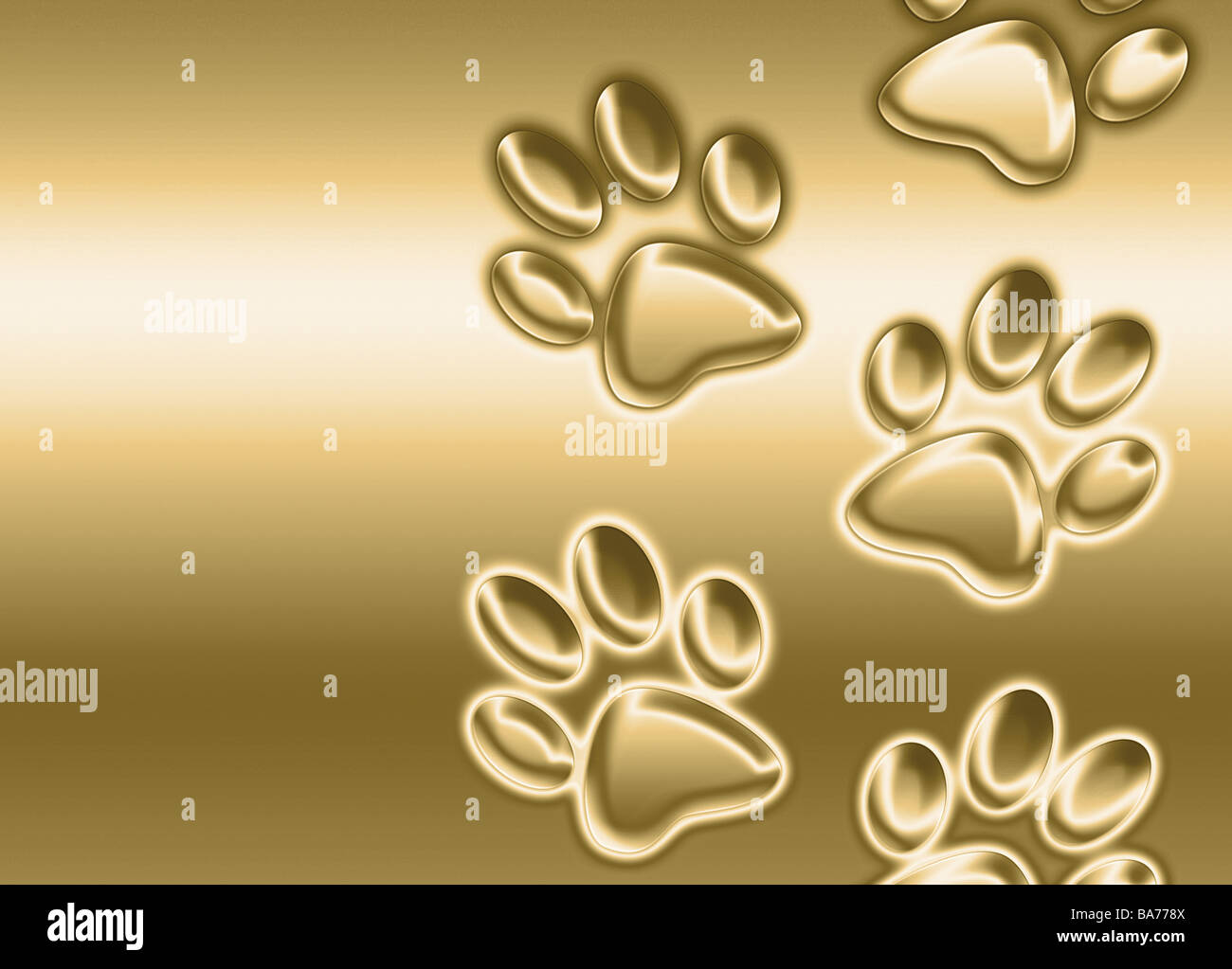 Abstract background image d'empreintes de pattes d'or qui monte l'image Banque D'Images