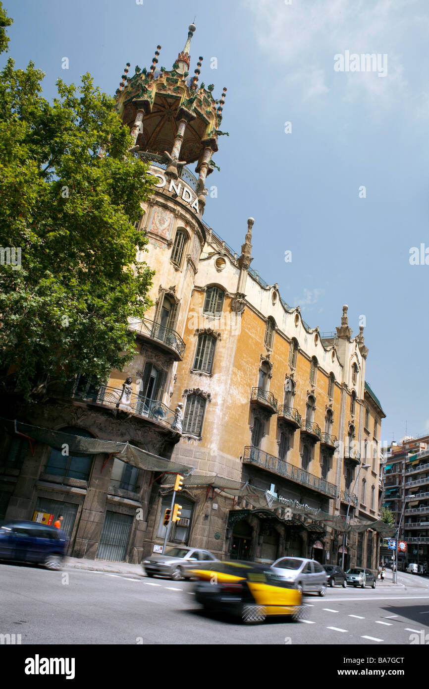 L'ancien bâtiment de la Rotonda Hotel Metropolitan, Barcelone, Catalogne, Espagne Banque D'Images