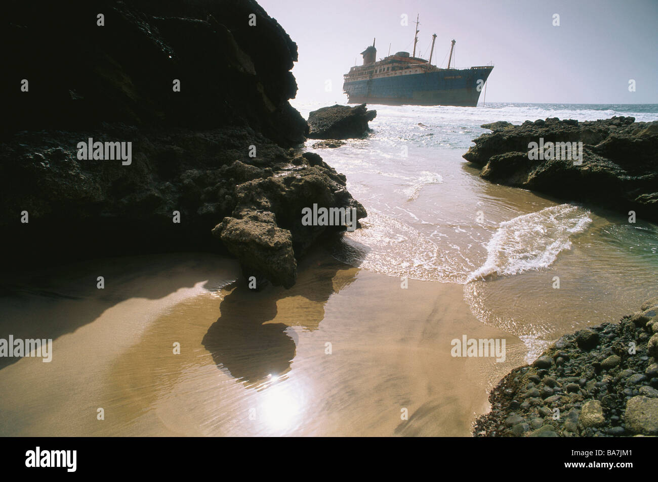 L'épave de navire, la star américaine, las Salinas Ajuy, Fuerteventura, Îles Canaries, Espagne Banque D'Images