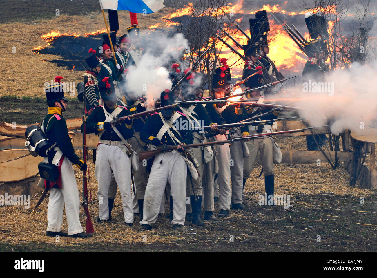 Faux 3-empereur-bataille 2.12.1806, à Slavkov, Austerlitz, République Tchèque Banque D'Images