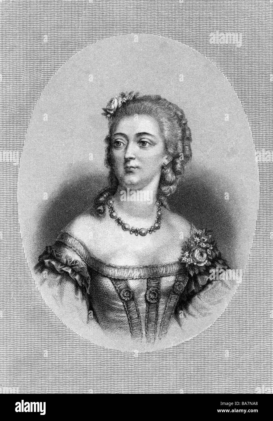 Barry, Marie-Jeanne, Comtesse du, 19.8.1743 - 8.12.1793, maîtresse du roi Louis XV de France 1769 - 1774, portrait, gravure en acier, XIXe siècle, après peinture contemporaine, Banque D'Images