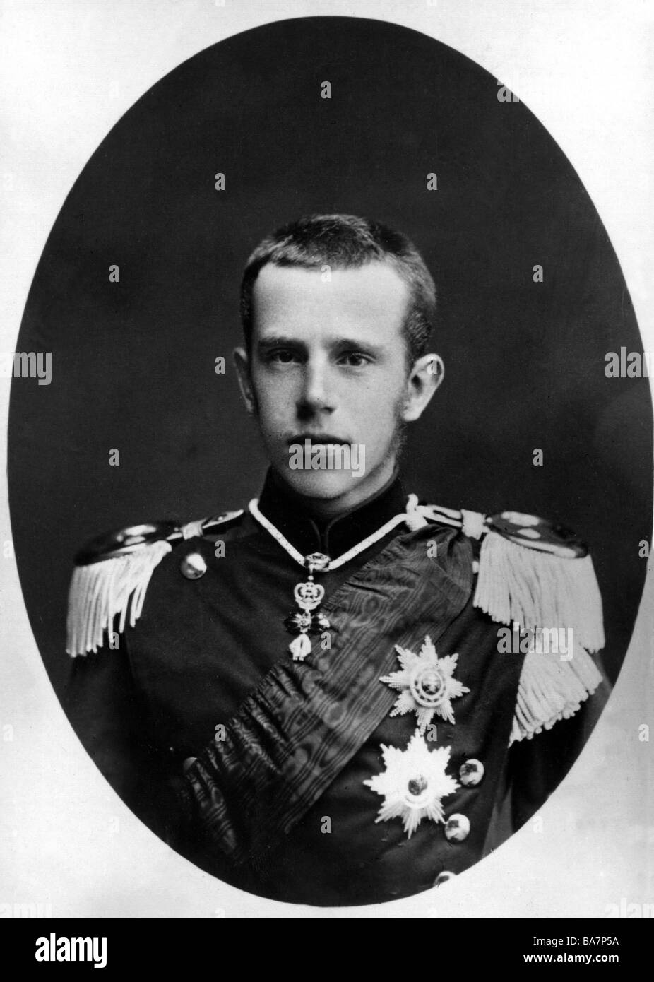 Rudolf, 21.8.1858 - 30.1.1889, prince héritier d'Autriche-Hongrie, portrait, 21 ans, portant l'uniforme du régiment de cavalerie lourde bavaroise n° 2, 1879, Banque D'Images