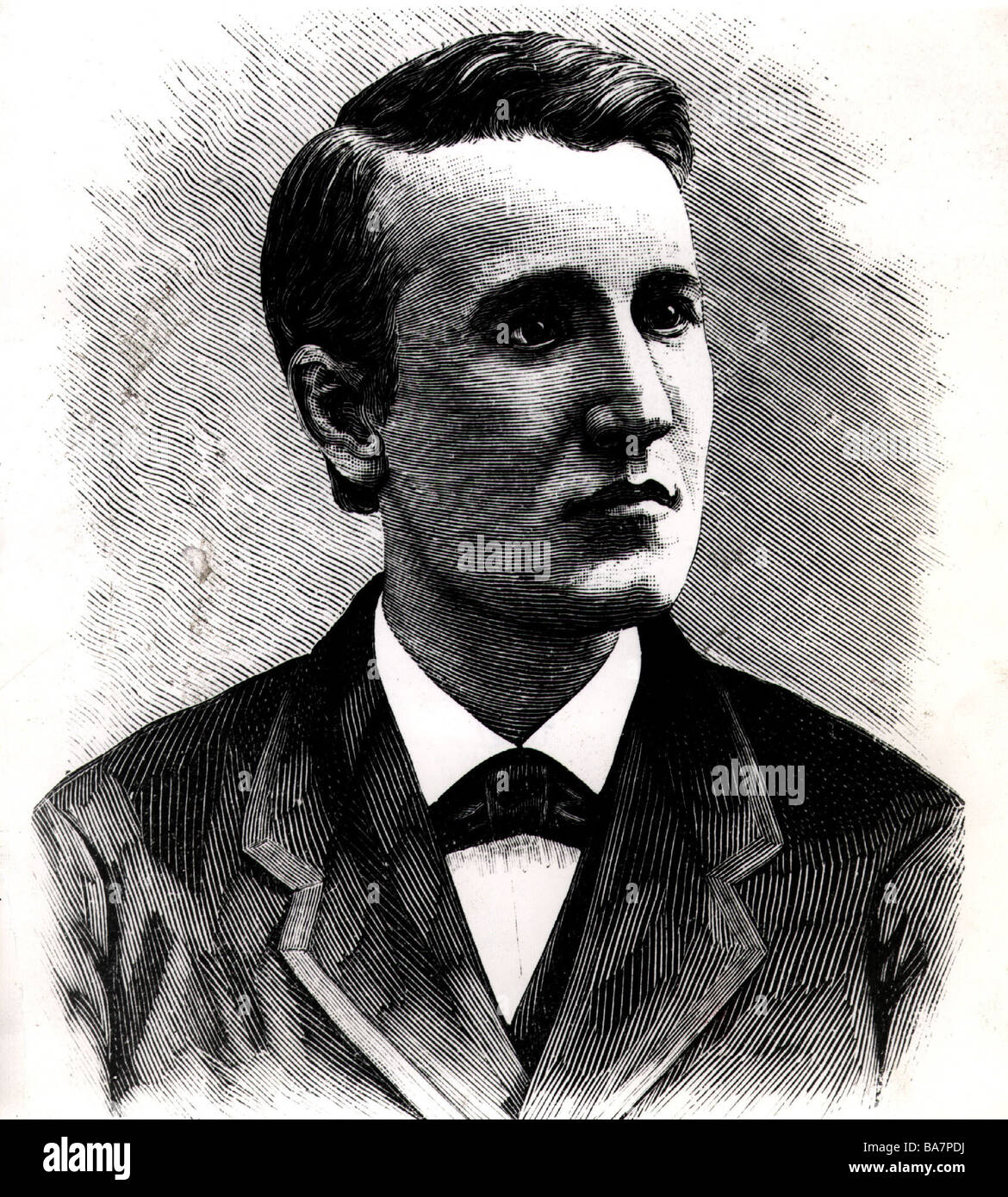 Edison, Thomas Alva, 11.2.1847 - 18.10.1931, inventeur américain, ingénieur, portrait, jeune homme, gravure sur bois, XIXe siècle, , Banque D'Images