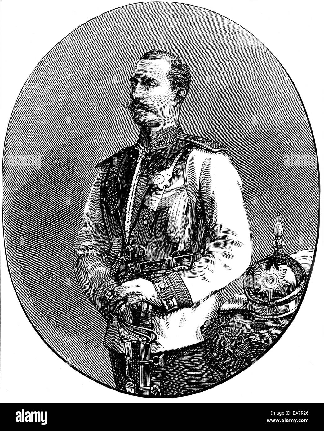 Leuchtenberg, Sergius Duke of, 20.12.1849 - 24.10.1877, officier militaire russe, demi-légème, gravure sur bois, XIXe siècle, , Banque D'Images