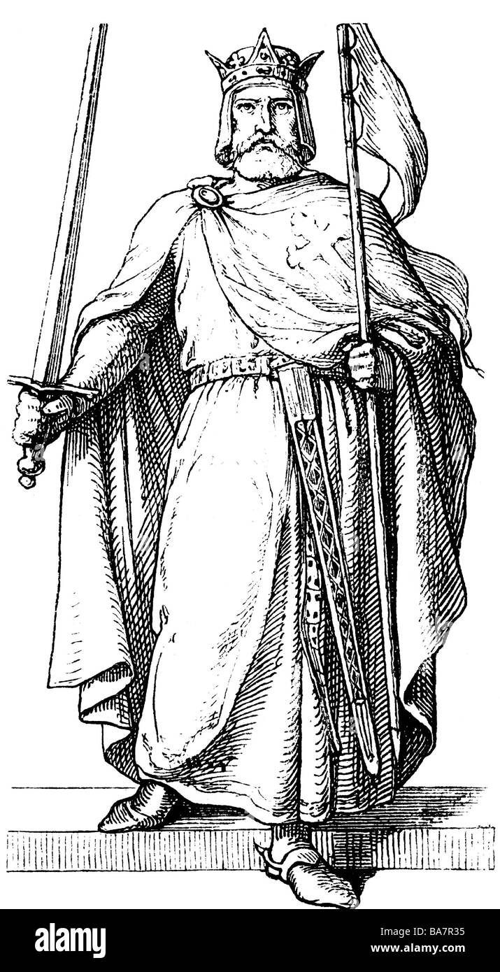 Lothaire III, 1075 - 4.12. 1137, Empereur Romain Saint 4.6. 1133 - 4.12.1137, pleine longueur, gravure en bois, xixe siècle, , Banque D'Images