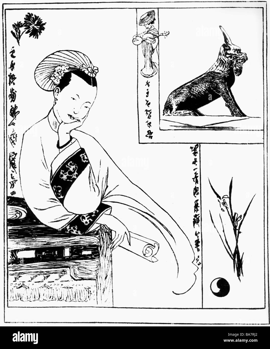 Cixi, 29.11.1835 - 15.11.1908, Empress Dowager de Chine 22.8.1861 - 15.11.1908, demi-longueur, jeunes, bois, Beijing, vers 1855, Banque D'Images