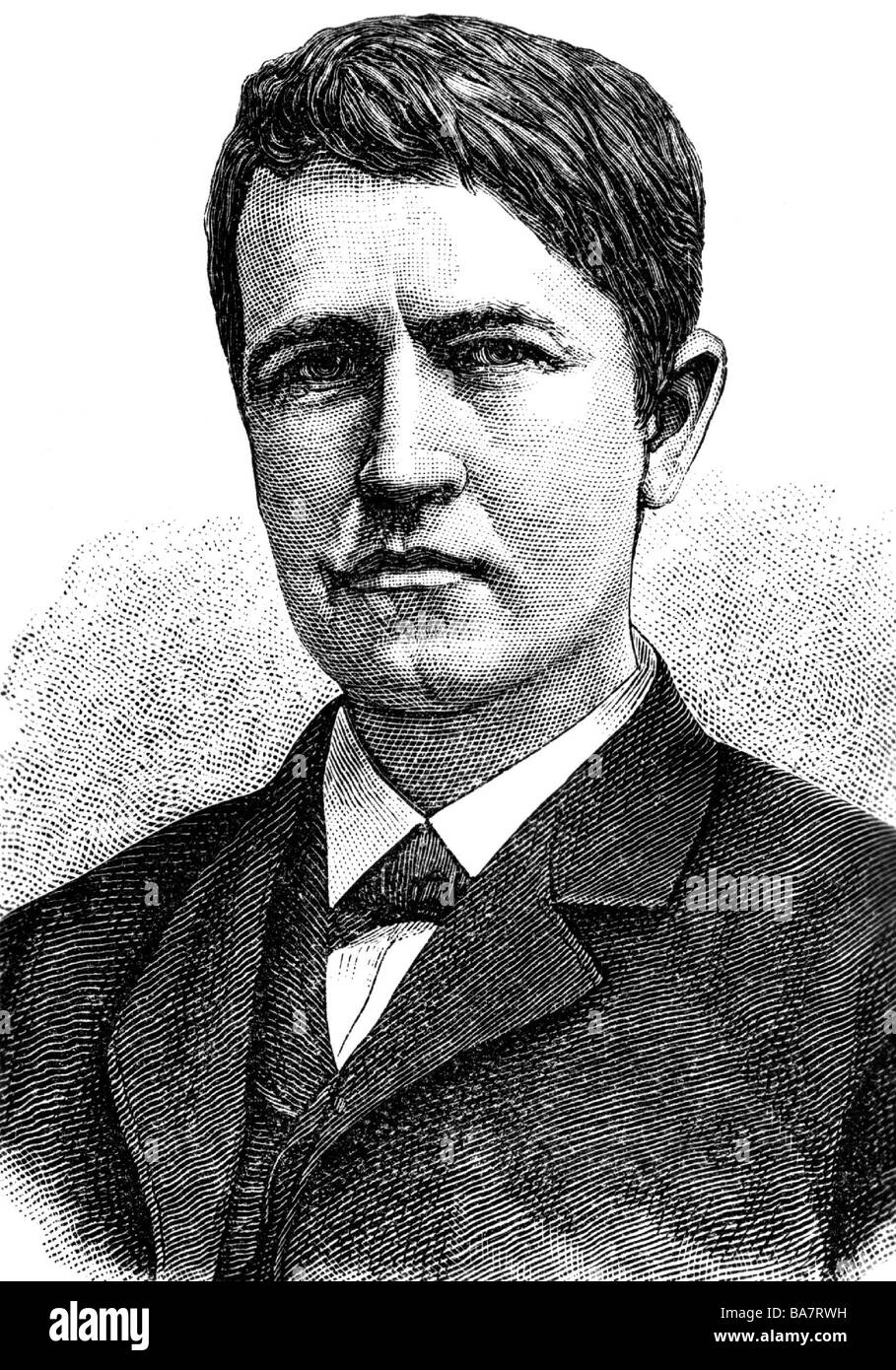 Edison, Thomas Alva, 11.2.1847 - 18.10.1931, inventeur américain, ingénieur, portrait, gravure de bois, Banque D'Images