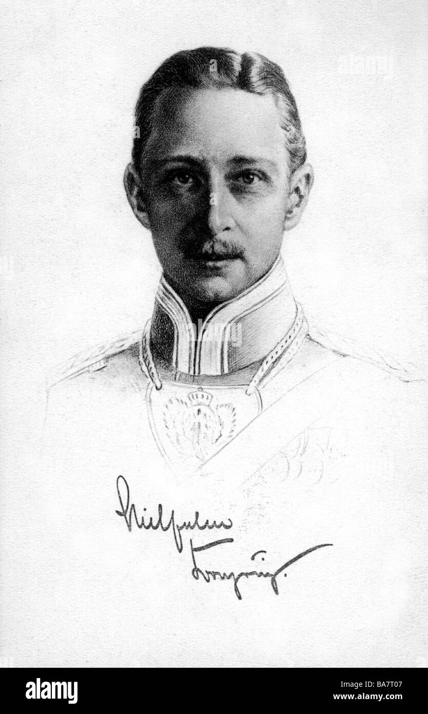 William, 6.5.1882 - 20.7.1951, prince héritier allemand 15.6.1888 - 9.11.1918, portrait, dessin, 1914/1915, carte postale, Banque D'Images