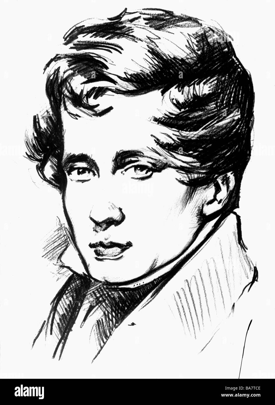 Napoléon François Joseph Charles, 20.3.1811 - 22.7.1832, roi de Rome 1811 - 1814, duc de Reichstadt 1817 - 1832, portrait, dessin, XIXe siècle, Banque D'Images