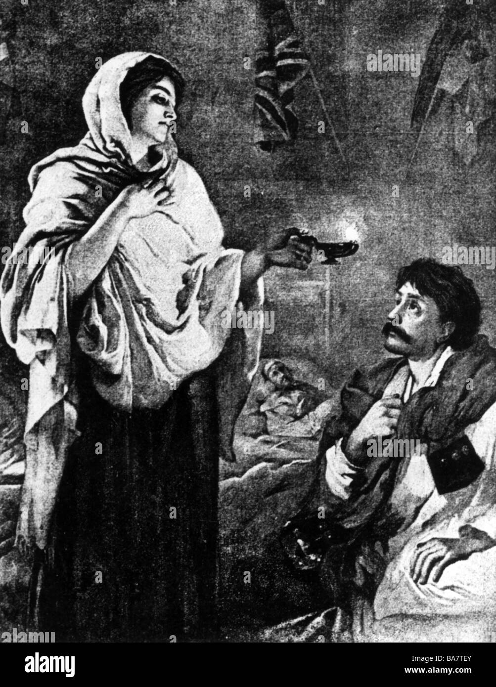 Nightingale, Florence, 15.5.1820 - 13.8.1910, infirmière britannique, à l'hôpital de Scutari, 1854, dessin, XIXe siècle, , Banque D'Images Nightingale, Florence, 15.5.1820 - 13.8.1910, infirmière britannique, à l'hôpital de Scutari, 1854, dessin, XIXe siècle, , Banque D'Images