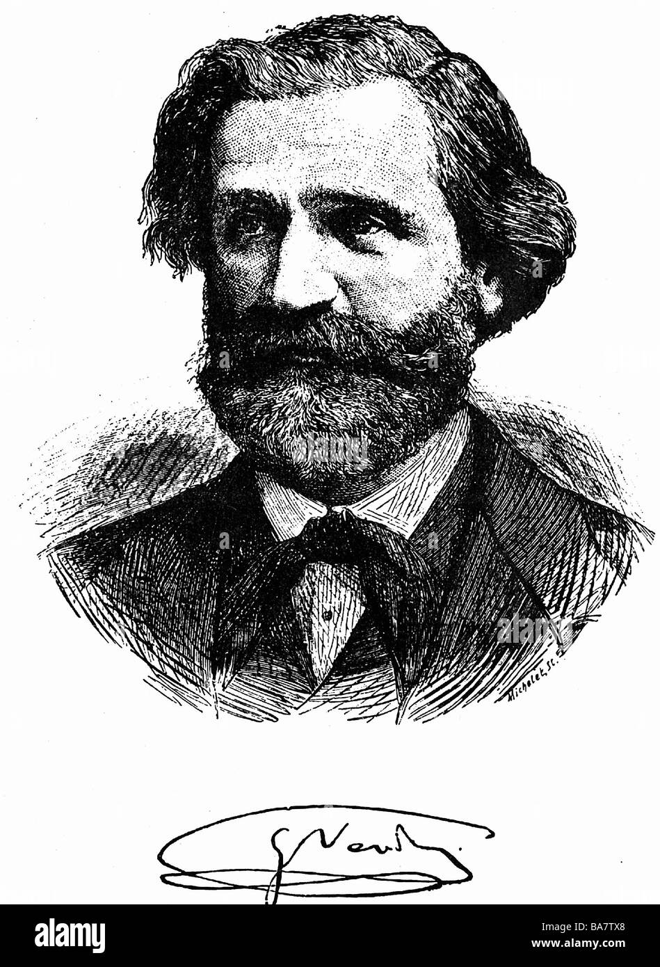 Verdi, Giuseppe, 10.10.1813 - 27.1.1901, compositeur italien, portrait, après une image de Michelet, XIXe siècle, Banque D'Images