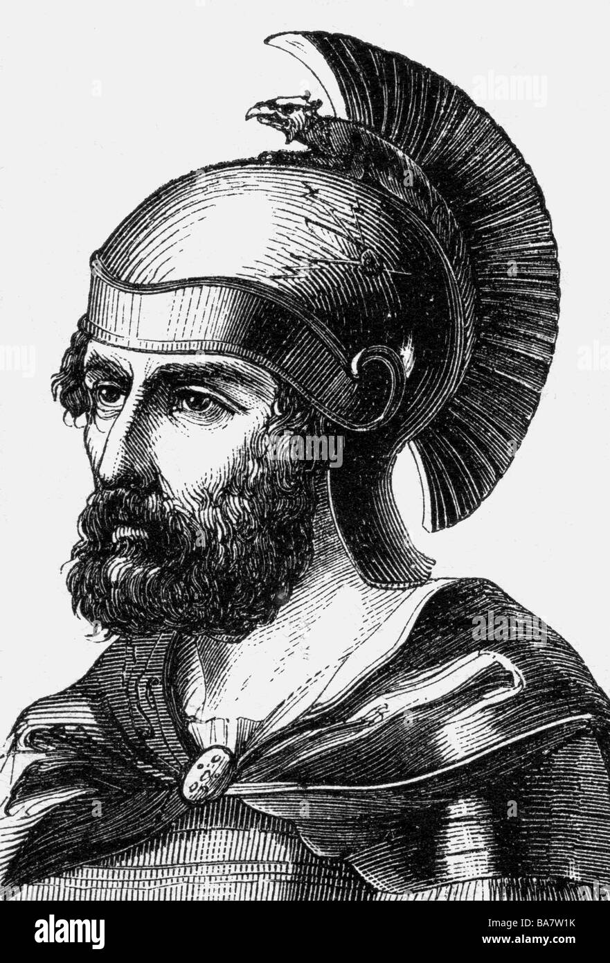 Hamilcar Barka, vers 270 - 229 av. J.-C., VCHR. Chef militaire de Carthaginian, portrait, gravure en bois, XIXe siècle, , Banque D'Images