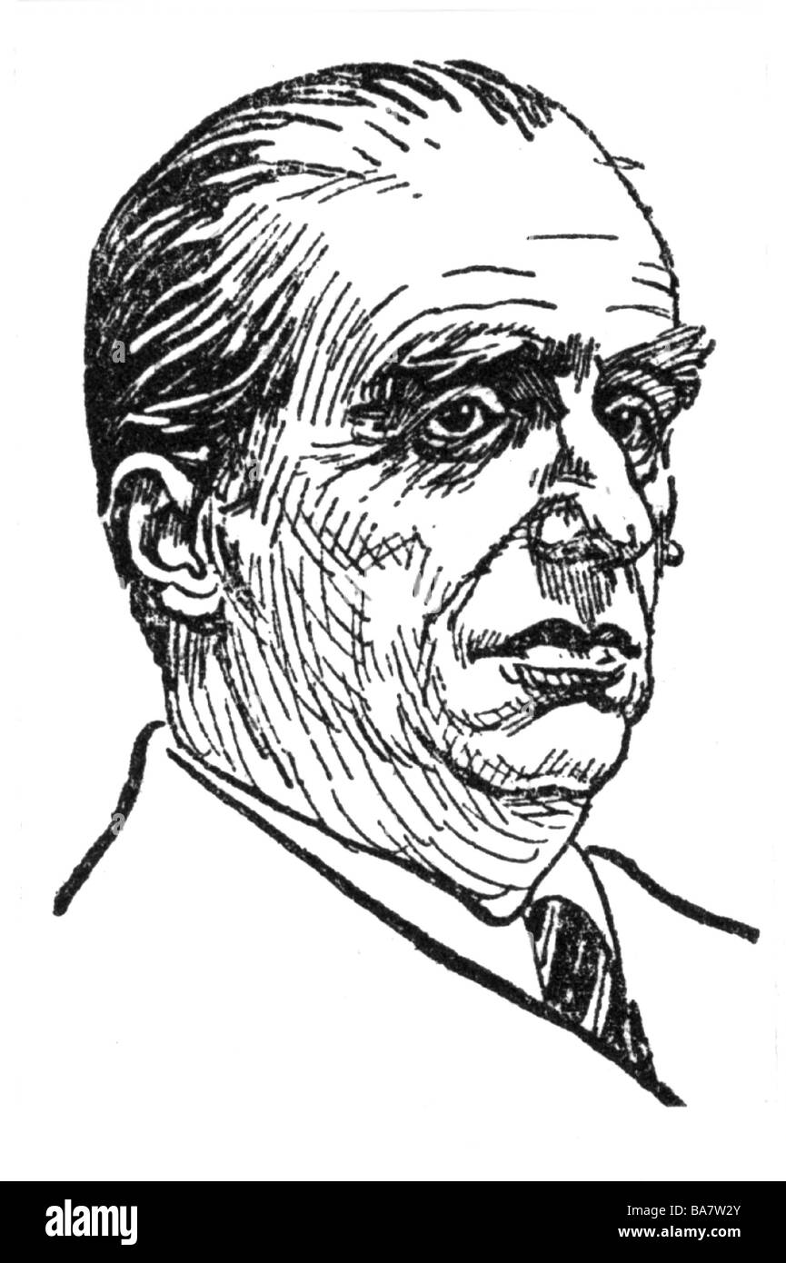 Malipiero, Giovanni Francesco, 18.3.1882 - 1.8.1973, musicien italien (compositeur), portrait, dessin, Banque D'Images