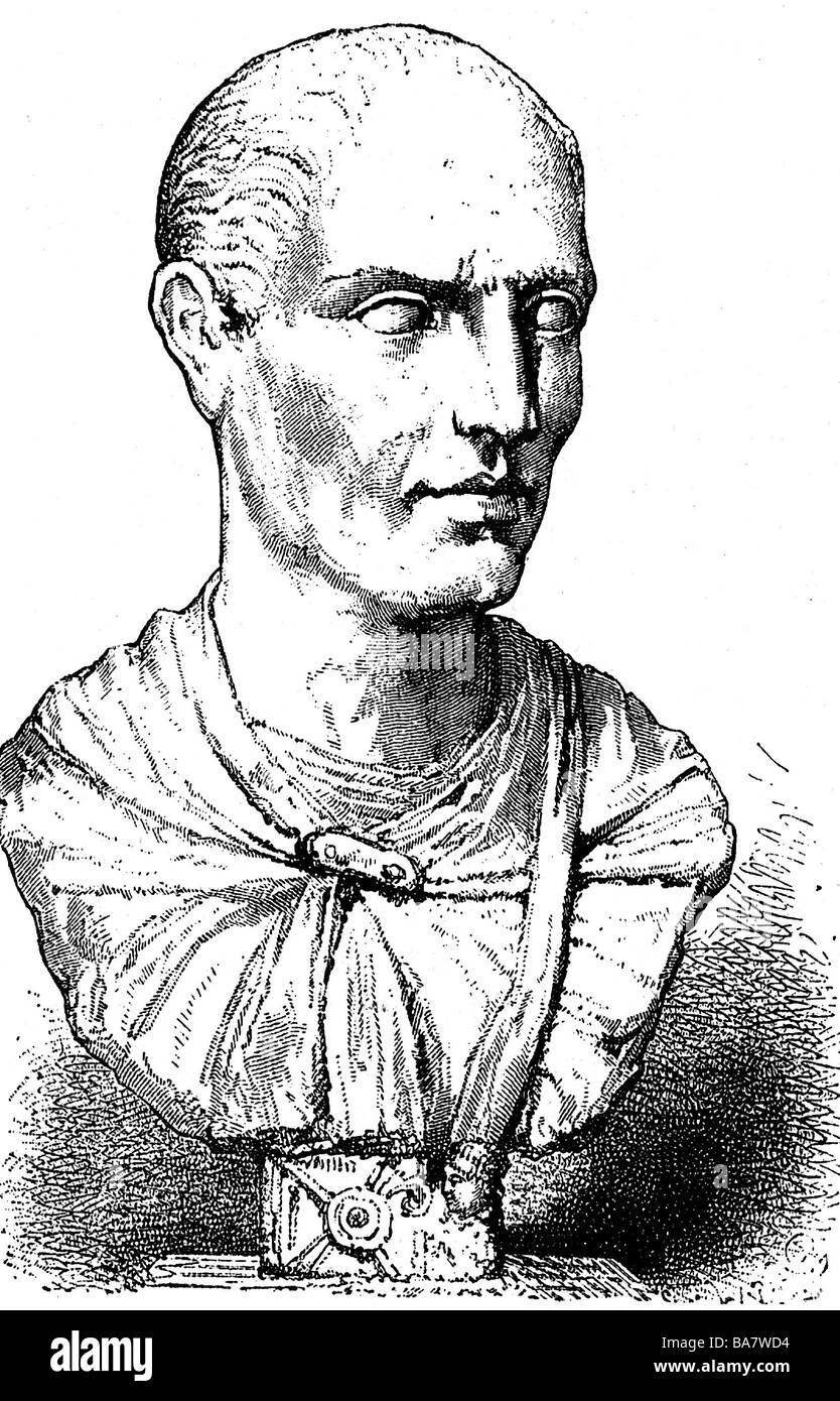 Lucullus, Lucius Licinius, 117 - 56 av. J.-C., politicien romain, portrait, buste, gravure en bois, XIXe siècle, , Banque D'Images